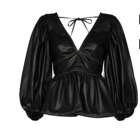 STAUD

Luna V-Neck Peplum Faux-Leather Top - Picture 4 of 8